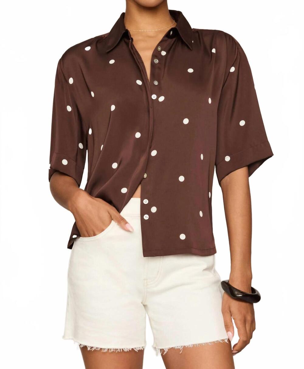 NEW Z SUPPLY polka dot button down shirt in chocolate cherry
